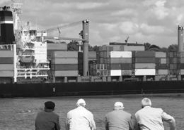 Seniors Spotting Ships on River Elbe in Hamburg